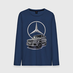 Лонгслив хлопковый мужской Mercedes Gelendwagen G63 AMG G-class G400d, цвет: тёмно-синий