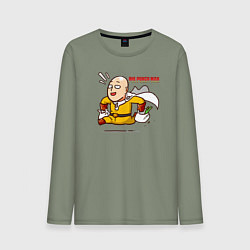 Мужской лонгслив Счастливый Сайтама с пакетами продуктов One Punch-