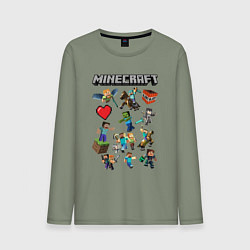 Мужской лонгслив МИР МАНКРАФТА, ГЕРОИ И МОНСТРЫ ИГРЫ