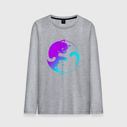 Мужской лонгслив ИНЬ ЯНЬ КОТИКИ В НЕОНЕ