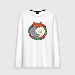 Мужской лонгслив Новый год Котики