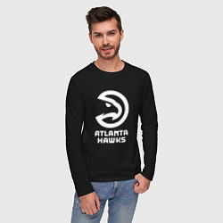 Лонгслив хлопковый мужской Атланта Хокс, Atlanta Hawks, цвет: черный — фото 2