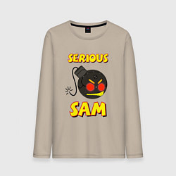 Лонгслив хлопковый мужской Serious Sam Bomb Logo, цвет: миндальный