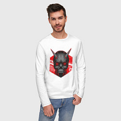 Лонгслив хлопковый мужской SHLSHK Cyber Skull Collection, цвет: белый — фото 2