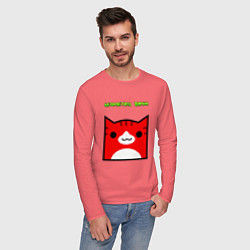 Лонгслив хлопковый мужской Geometry Dash: Cat Skin, цвет: коралловый — фото 2