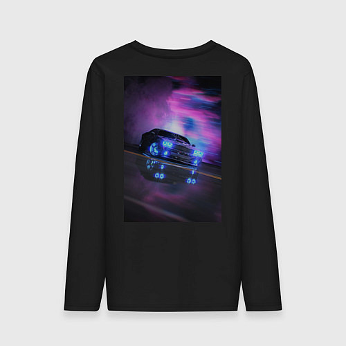 Мужской лонгслив Авто в неоне / Черный – фото 2