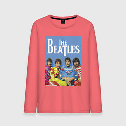 Лонгслив хлопковый мужской The Beatles - world legend!, цвет: коралловый