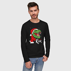Лонгслив хлопковый мужской T-rex Merry Roar, цвет: черный — фото 2