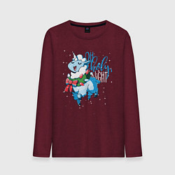Лонгслив хлопковый мужской Llama Oh holy night, цвет: меланж-бордовый