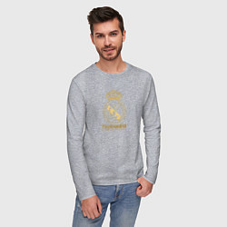Лонгслив хлопковый мужской Real Madrid gold logo, цвет: меланж — фото 2