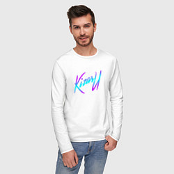 Лонгслив хлопковый мужской КИЗАРУ НЕОН ЛОГО KIZARU NEON LOGO, цвет: белый — фото 2