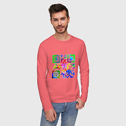 Лонгслив хлопковый мужской Color QR, цвет: коралловый — фото 2