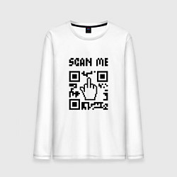 Лонгслив хлопковый мужской Qr-код go away, цвет: белый