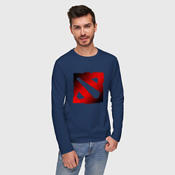 Лонгслив хлопковый мужской ЧЁРНО КРАСНОЕ ЛОГО ДОТА 2 DOTA 2 LOGO, цвет: тёмно-синий — фото 2