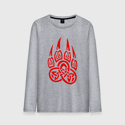 Мужской лонгслив ПЕЧАТЬ ВЕЛЕСА КРАСНЫЙ ЛАПА ВОЛКА