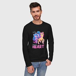 Лонгслив хлопковый мужской My Little Pony Follow your heart, цвет: черный — фото 2