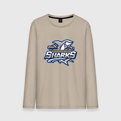 Лонгслив хлопковый мужской Wilmington sharks -baseball team, цвет: миндальный