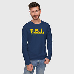 Лонгслив хлопковый мужской FBI Женского тела инспектор, цвет: тёмно-синий — фото 2