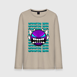 Лонгслив хлопковый мужской GEOMETRY DASH ФИОЛЕТОВЫЙ ДЕМОН ГЕОМЕТРИЯ, цвет: миндальный