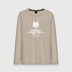 Лонгслив хлопковый мужской Stray: White Logo, цвет: миндальный