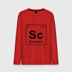 Лонгслив хлопковый мужской САРКАЗМ - SARCASM, Sc Таблица Менделеева, цвет: красный