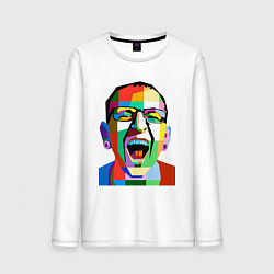 Лонгслив хлопковый мужской Честер поп арт, цвет: белый