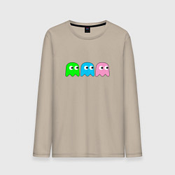 Лонгслив хлопковый мужской Pac man - play Для двоих, цвет: миндальный