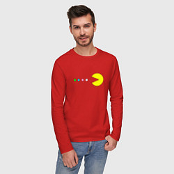Лонгслив хлопковый мужской Pac - man Для пары, цвет: красный — фото 2