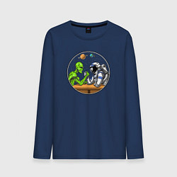 Мужской лонгслив Армрестлинг пришелец против космонавта