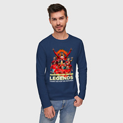 Лонгслив хлопковый мужской Легенды Манчестера Manchester United Legends, цвет: тёмно-синий — фото 2