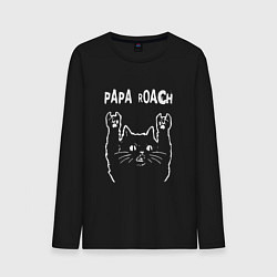 Лонгслив хлопковый мужской Papa Roach Рок кот, цвет: черный