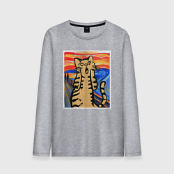 Мужской лонгслив Орущий кот пародия на Крик Мунка