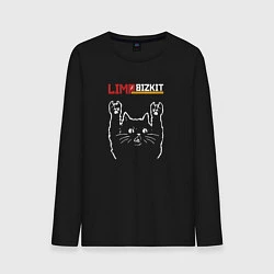 Лонгслив хлопковый мужской Limp Bizkit рок кот, цвет: черный