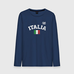 Лонгслив хлопковый мужской Футбол Италия, цвет: тёмно-синий
