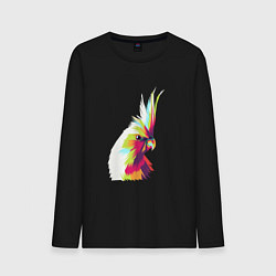 Лонгслив хлопковый мужской Цветной попугай Colors parrot, цвет: черный