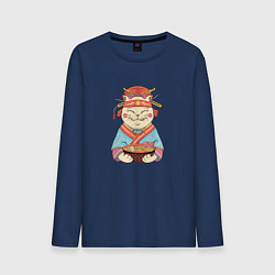 Лонгслив хлопковый мужской Geisha Neko Ramen, цвет: тёмно-синий