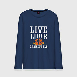 Лонгслив хлопковый мужской Live Love - Basketball, цвет: тёмно-синий