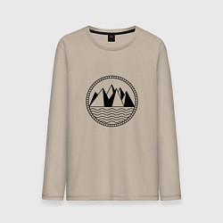 Лонгслив хлопковый мужской Горы и море, цвет: миндальный