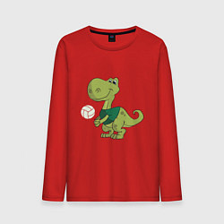 Лонгслив хлопковый мужской Volleyball Dinosaur, цвет: красный