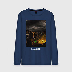 Лонгслив хлопковый мужской Сталкер и Артефакт, цвет: тёмно-синий