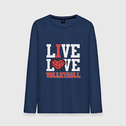 Лонгслив хлопковый мужской Live Love Volleyball, цвет: тёмно-синий