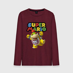 Лонгслив хлопковый мужской Bowser Junior Super Mario, цвет: меланж-бордовый