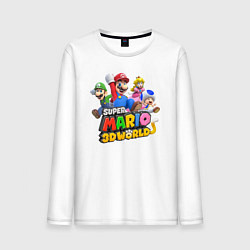 Лонгслив хлопковый мужской Герои Super Mario 3D World Nintendo, цвет: белый
