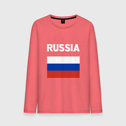 Лонгслив хлопковый мужской Russian Flag, цвет: коралловый