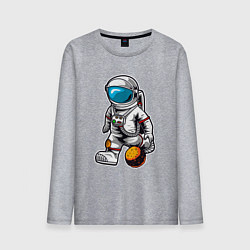 Лонгслив хлопковый мужской Космонавт играет планетой, цвет: меланж