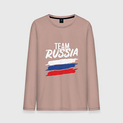 Лонгслив хлопковый мужской Team - Russia, цвет: пыльно-розовый