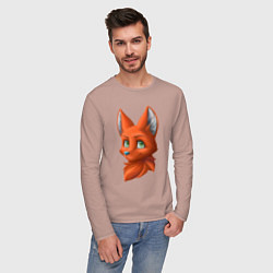 Лонгслив хлопковый мужской Милая лисичка Cute fox, цвет: пыльно-розовый — фото 2