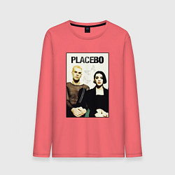 Лонгслив хлопковый мужской Placebo рок-группа, цвет: коралловый