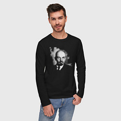 Лонгслив хлопковый мужской Владимир Ленин, цвет: черный — фото 2