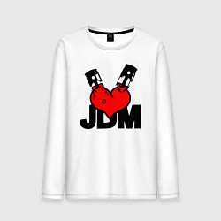 Лонгслив хлопковый мужской JDM Heart Piston Japan, цвет: белый